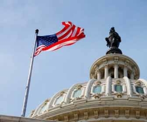 Government Building with US Flag Photo