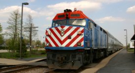 Railroad Train at Train Station Photo