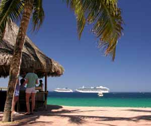 Cruise Ship Sailing Off a Mexican Beach