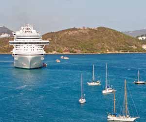 Luxury Cruise Ship off of St. Thomas, VI Photo