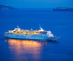 Cruise Ship At Sea WIth Lights On