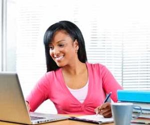 Female Researching A Company Before A Job Interview Picture