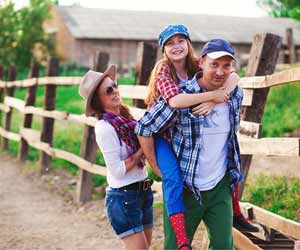 Family Enjoyimng Their Vacation at a Wyoming Dude Ranch