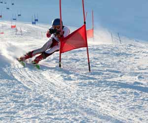 Ski Racer Running Gates