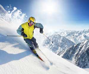 Male Skier Skiing Light Powder in Colorado