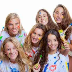 Summer Camp Staff and Summer Campers with Painted T-Shirts