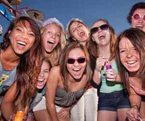 Amusement Park Employees Pose for Group Photo