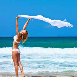 Swimsuit Model Doing Photo Shoot on Beach in Jamaica