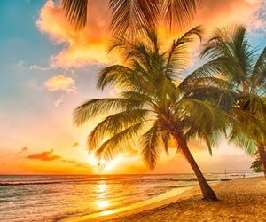 Sunset on a deserted tropical beach