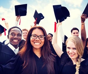 New graduates celebrating their new graduation