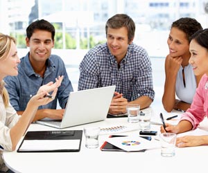 Marketing Manager  holding an effective office meeting