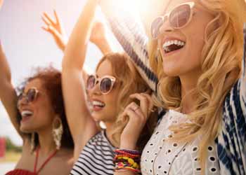 Group of Ladies at Coachella enjoy Band