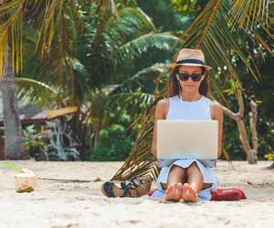 Thumbtack  reative professional working on beach