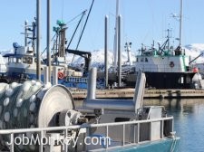 Working on Gillnetter Fishing Boat photo